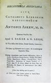 AUCTION CATALOGUES  ASKEW, ANTHONY. Bibliotheca Askeviana. Sive Catalogus librorum rarissimorum Antonii Askew, M.D.  1775. Priced.